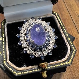 14K White Gold Tanzanite and Diamond ring